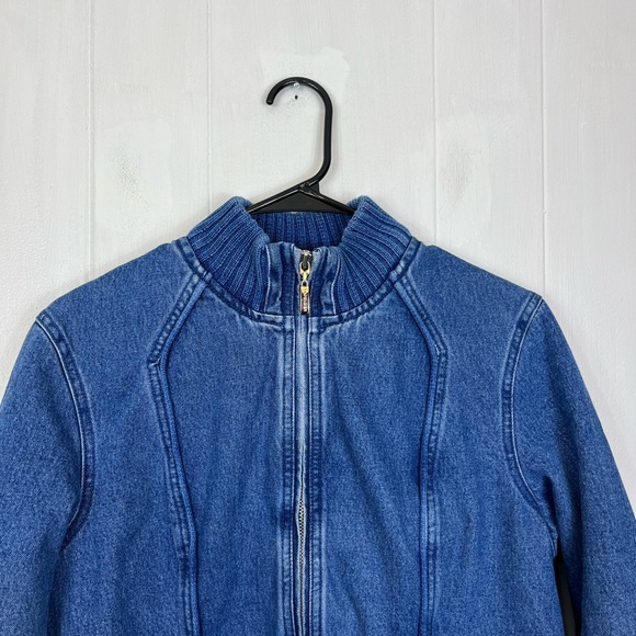 Vintage Denim Zip Up Moto Jacket Sz M - Picture 2 of 12